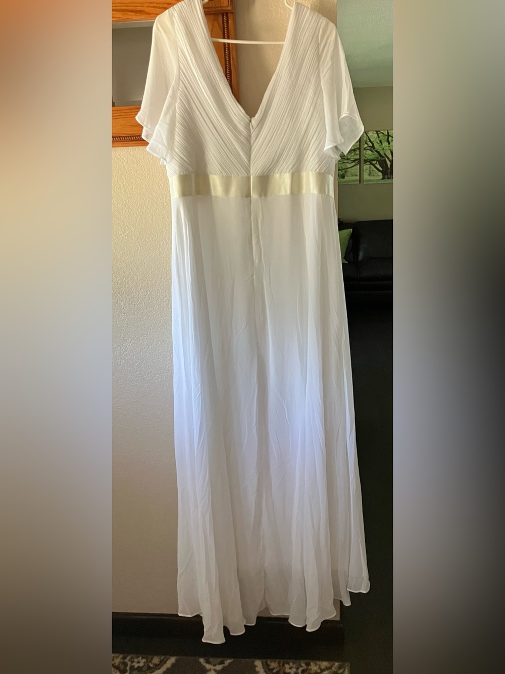 Ever Pretty White Maxi Dress with Ivory Waistband